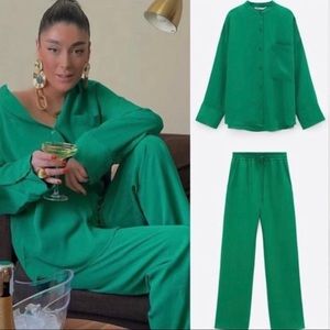 Zara Flowy Apple Green Set NWT